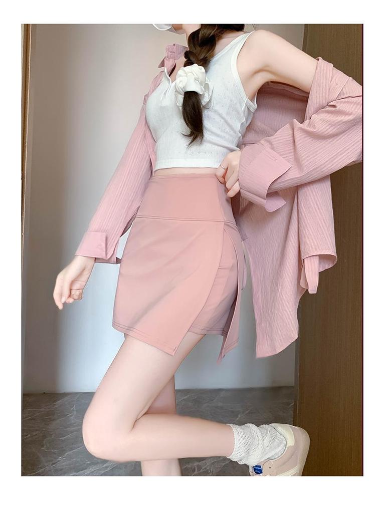 2024 Douyin High Waist Slimming A-line Bodycon Midi Skirt for Women