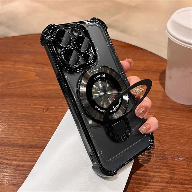 Für iPhone 16 Pro Max Luxus Transparent Halter Ständer Beschichtung Rahmen Handyhülle Für iPhone 11 12 13 14 15 16 Pro Plus Objektiv Schutzhülle