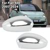Side Door Mirror Cover Caps For Fiat 500 2007 2008 2009-2024 Chrome With Buckle Wing Rearview Mirror Cover Cap Car Accessories