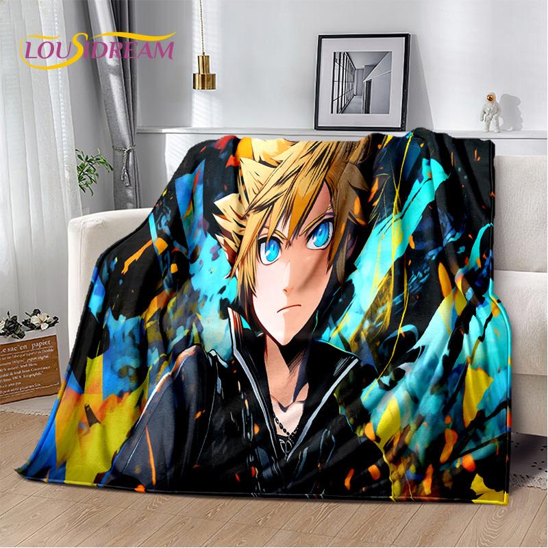 Weiche Plüschdecke mit 3D-Cartoon-Motiv „Kingdom Hearts“, Flanelldecke, Überwurfdecke für Wohnzimmer, Schlafzimmer, Bett, Sofa, Picknick, Kindergeschenk