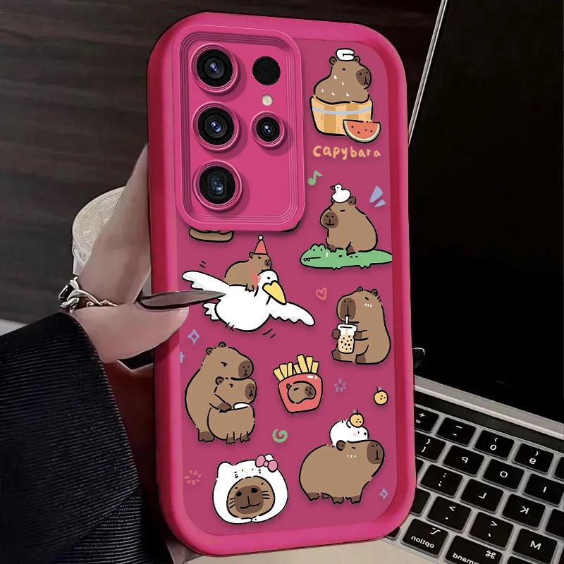 Urocza Impreza Kapibar Dla Etui Samsung Galaxy S24 S23 S22 S21 Ultra Fe A55 A54 A53 A52 A35 A25 A15 A14 5G Telefon Pokrowiec Y2k