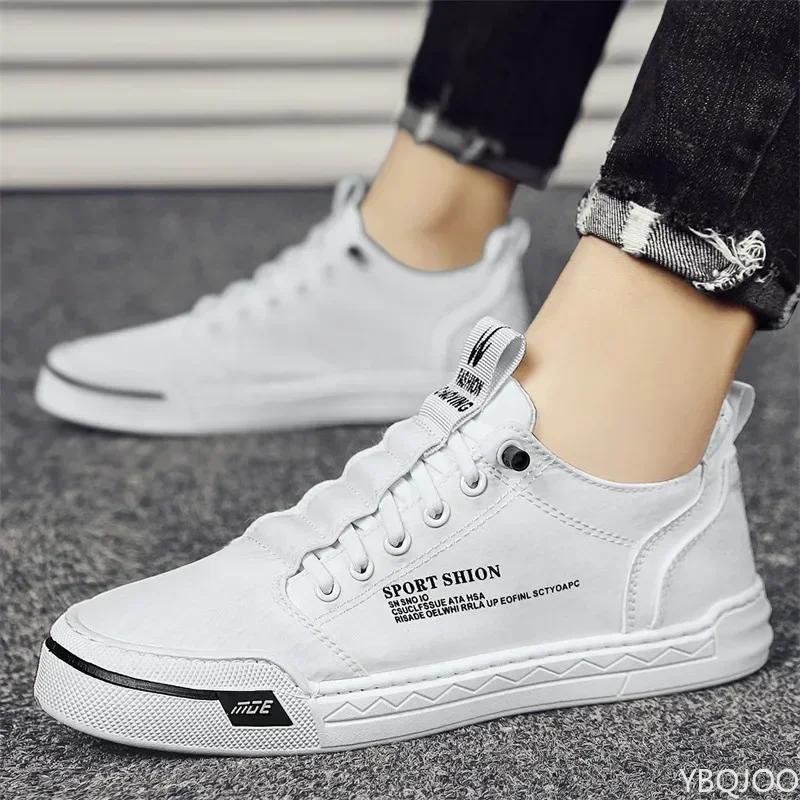Zapatos de lona de moda para hombre, zapatillas de verano transpirables sin cordones para hombre, zapatos planos vulcanizados resistentes, tenis masculino