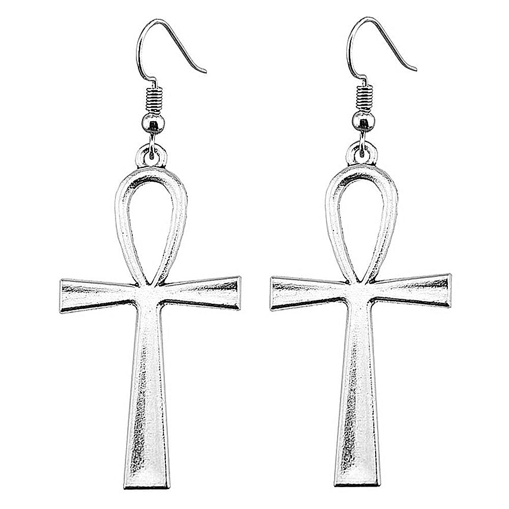 Vintage 2 Colors 52x28mm Ankh Cross Charms Drop Earrings Fashion Handmade Women Earring