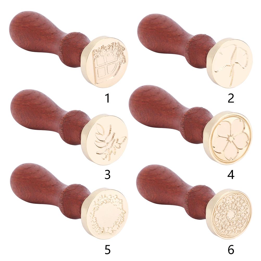 Wax Sealing Stamp Head Plant Pattern with Handle Creative Copper Seal Stamps Wedding Holiday Party Decorations