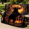 1pc Bull Sunset Landscape Throw Blanket Polyester Fiber, Lightweight Flannel, Soft & Warm, All Season Use for Outdoor, Camping Digital Print