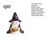 Desktop Halloween Ornament Lighted Ghost Figurine, Resin Wizard Statue with LED Light, Cute Holiday Figurine Reading Book Night Light for Home