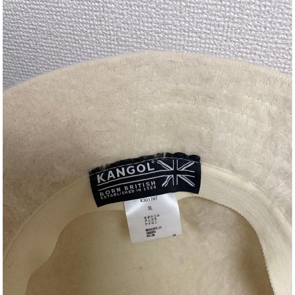 Used KANGOL Bucket Hat White Fur Material Hat Bucket Hat