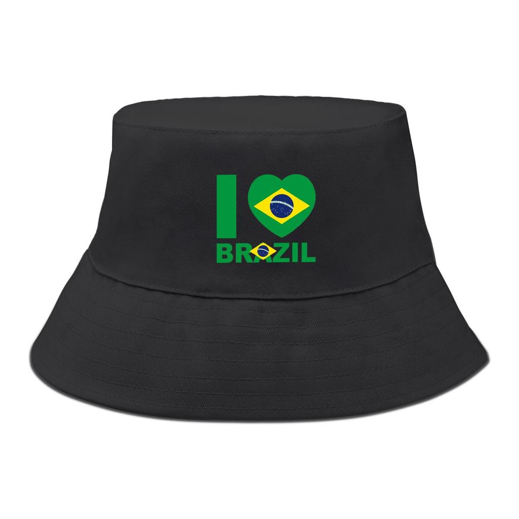 Cappello a Secchiello con Stampa Bandiera del Brasile, Cappello da Pescatore Patriottico Tinta Unita Unisex Colore Caramella Cappello da Spiaggia