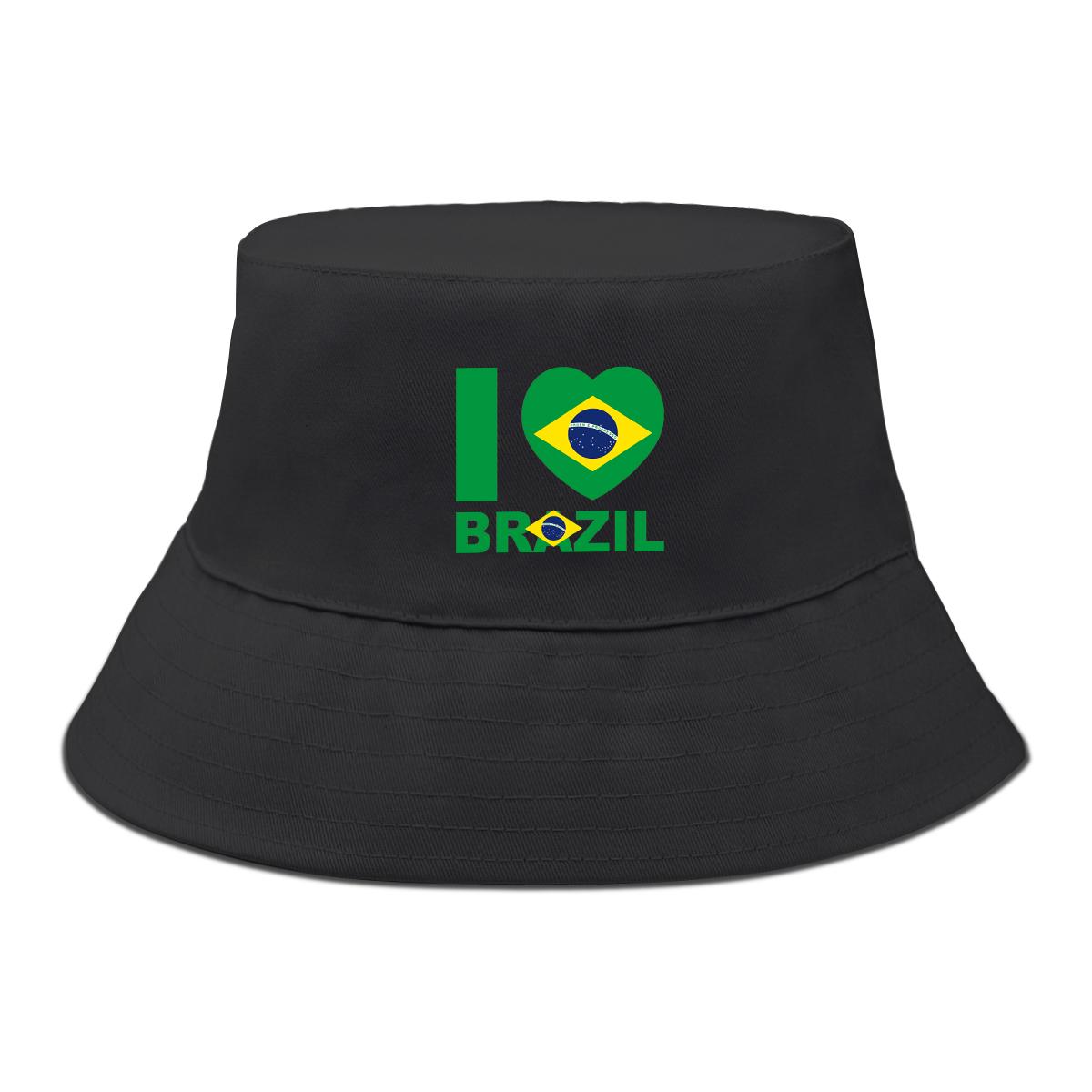 

Flag of Brazil Print Bucket Hat , Patriotic Fisherman Cap Solid Color Unisex Candy Color Beach Hat as the picture чорний