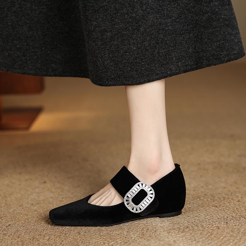 Vintage Velvet Mary Jane Women's Shoes 2026 Spring and Autumn Edition Lightweight Fashion Shoes Versatile Commuter Low Heel Women's Single Shoes