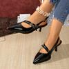 Fashion Sexy Buckle Designer Womens Heels Elegant Slingback Sandals 2025 Patent Leather Comfortable Non-slip Dress Womens Stiletto Heels