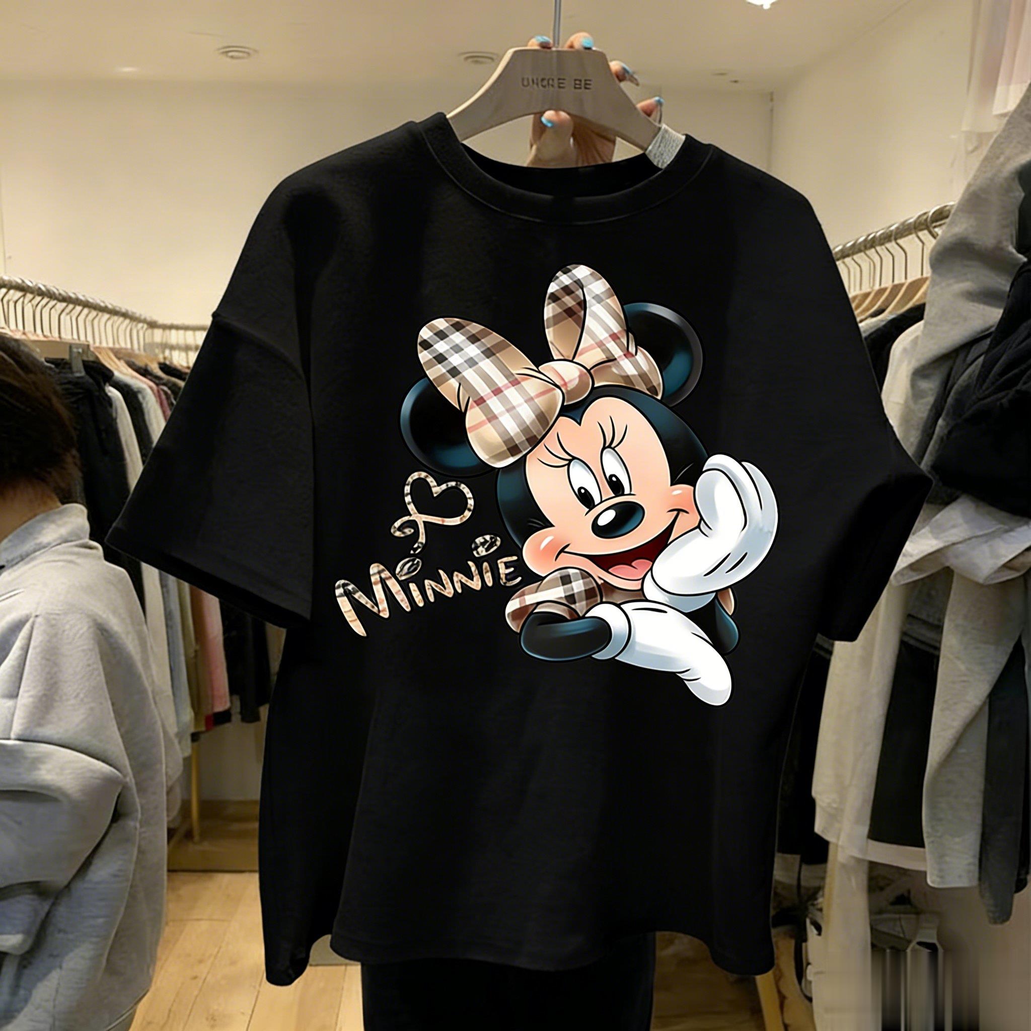 

Футболка Disney Мінні Маус Жіноча Чоловіча Бавовняна З Коротким Рукавом Топи З Принтом Літні Повсякденні Топи 2026 Вінтажні Мультяшні Y2k Одяг 4XL