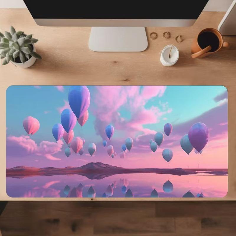Pastel Pink Purple Cloud Sky Mouse Pad Aesthetic Anime Sunset Landscape Art Desk Mat For Gaming Office Laptop Desktop Decor