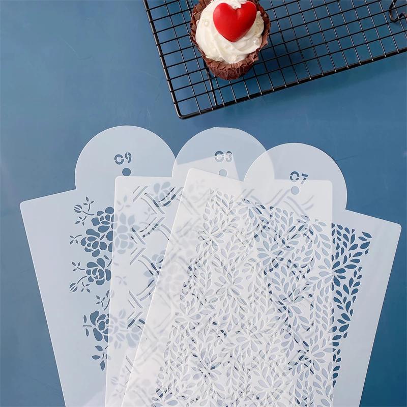 Nowe szablony siatkowe do ciasta z masy cukrowej, znaczki, szablony do wytłaczania, narzędzie do dekorowania, forma do spryskiwania na wesele, rysowanie malowanie na ciasteczka, czekoladę