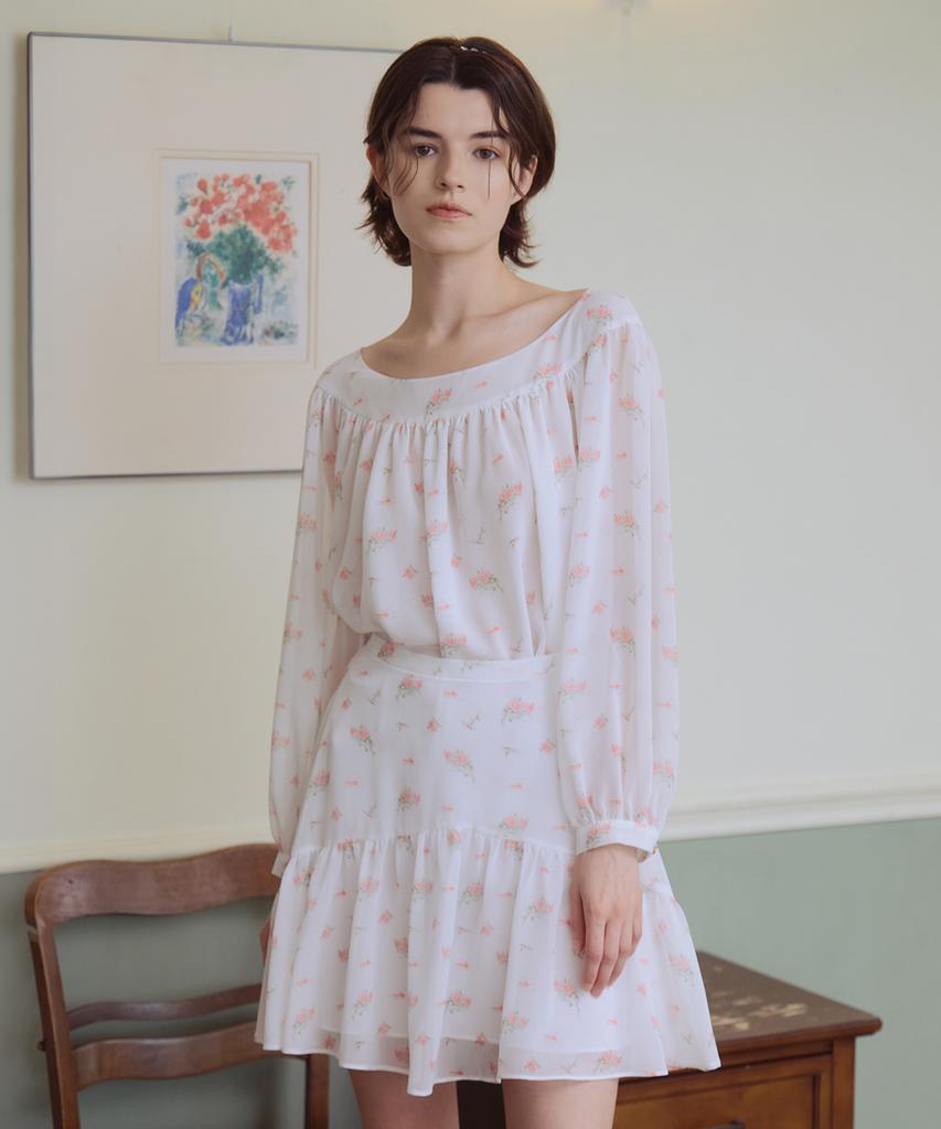 Aiseugadeuneiogongpal Splendeur De La Rose Print Skirt