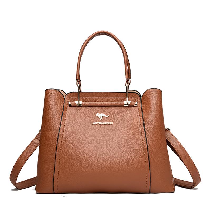 Luksus håndvesker i mykt skinn Damevesker Designer 3-lags skulder-crossbody-pose Dame Stor kapasitet Shopping Messenger Tote
