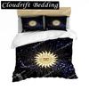 Sun Duvet Cover Colorful Mushrooms Bedding Burning Sun Comforter Cover Halloween Skull Hippie Style Bedding Bedroom Decoration