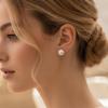 Gold-Plated Bright White Pearl Stud Earrings – Luxurious and Versatile Everyday Accessory