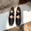 [Zhike] Grape mother has the same style as Miss Druna's dark cross-strap square head shallow mouth ballet shoes.