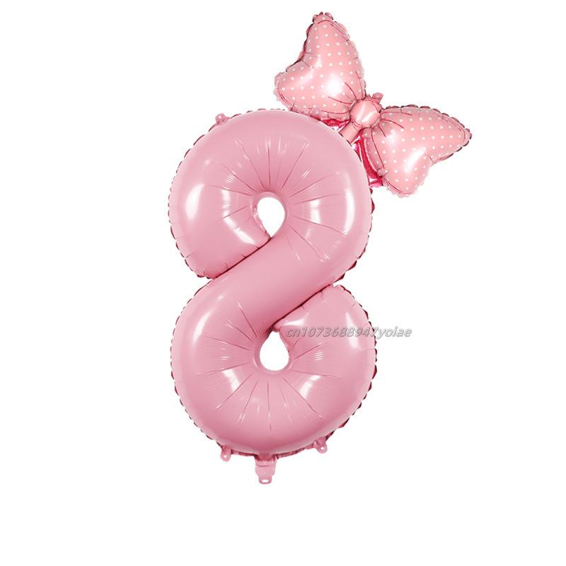 32 Inch Birthday Number Ballons New Girls Princess Birthday Pink Bownot Balloons Wedding Party Ballons Jumbo Number Balloon