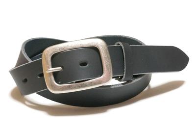 [HIMEJI LEATHER] Belt, Himeji Leather, Garrison Buckle, Casual, Full Vegetable Tanned Leather, Cowhide, Made In Japan (Black)