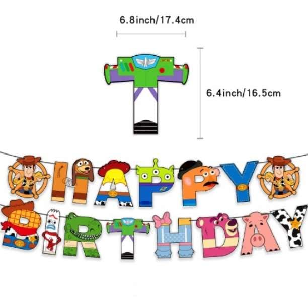 Toy Story Birthday Decorations, Character Balloons, HAPPY BIRTHDAY, Kids Celebration, Party Balloon Set