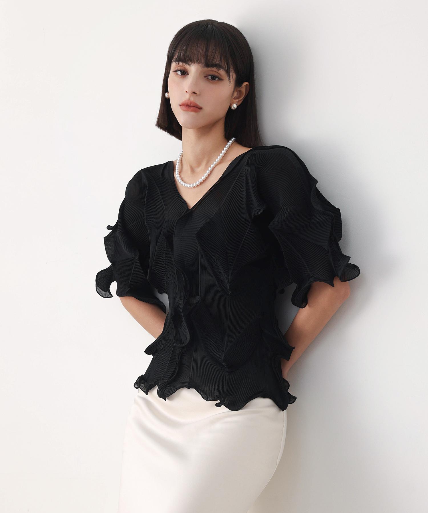Pleats Mood Curves Pleats Blouse Ivory/Free