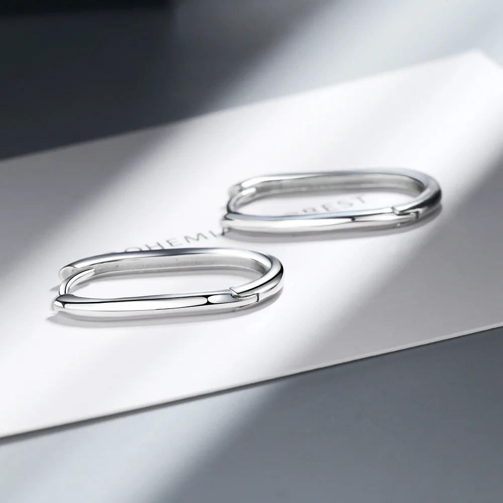 

100% Real 925 Sterling Silver Geometric Stud Earrings For Women 2025 Korean Romantic Earring Brincos pendientes