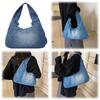 Women Denim Handbag Trendy Shoulder Bag with Zipper Underarm Purse With Pocket Clutch Bag for Work Travel Shopping