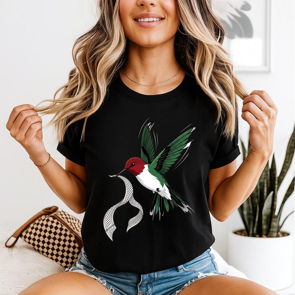 T-shirt Unisex Colibrì Palestina Keffiyeh Maglietta da Donna Pace Per La Palestina