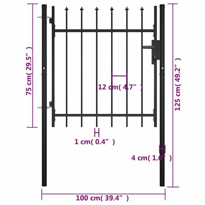 VidaXL Portail avec haut sous forme de lance 100x75 cm