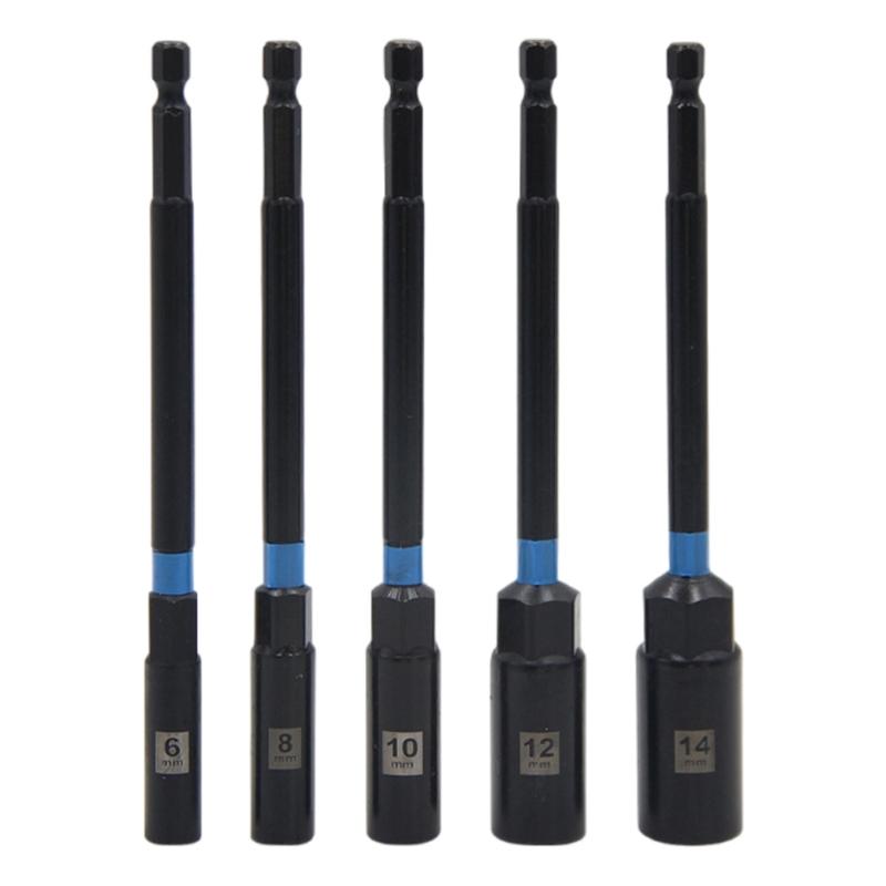 1/4inch Shank Hexagonal Nut Driver Wing Nut Driver Socket 6-14mm Slot Wing Nut Drill Bit Socket For Eye Screws Hook Bolt