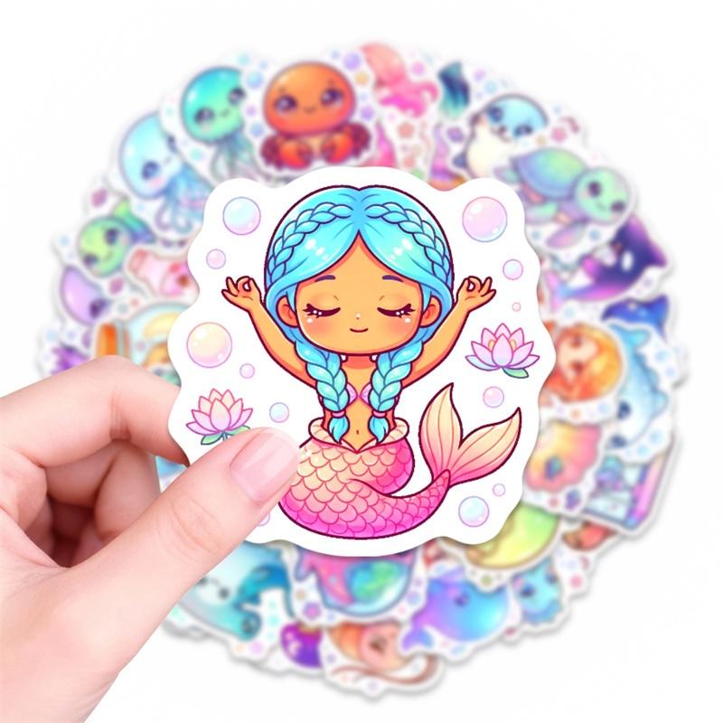 10/30/50PCS Cartoon Marine Life Sticky PVC Sticker DIY Laptop Luggage Skateboard Colored Decoration Scrapbooking for Kids