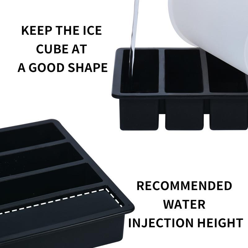 Long Ice Cube Tray 4 Grids Reusable Silicone Ice Cube Mold BPA Free Ice Maker Food Grade Silicone Ice Cubes Mould Manufacturers