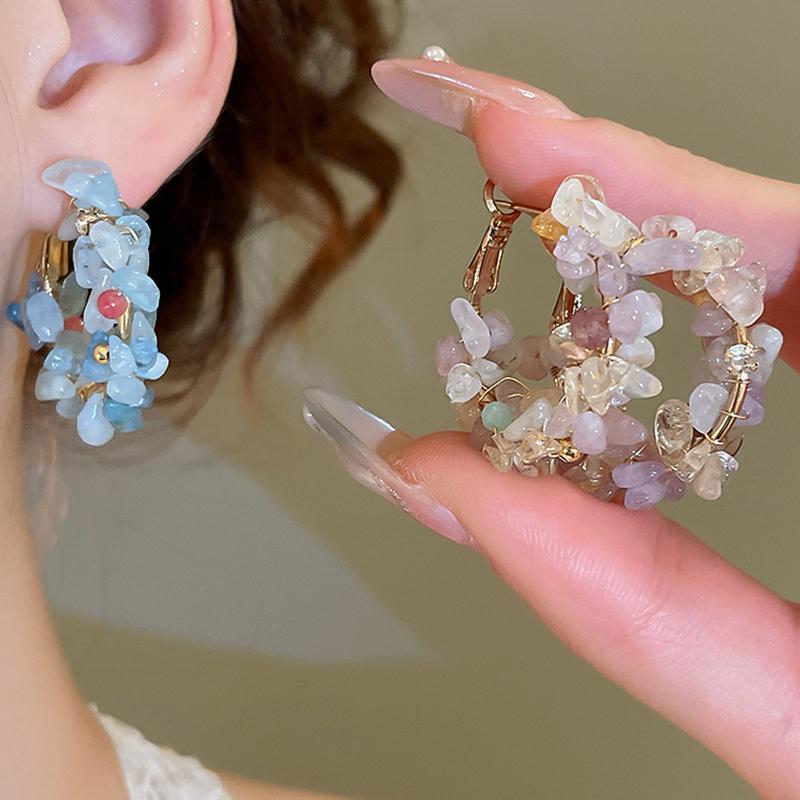 Irregular Natural Stone Pearl Earrings Sweet and Fresh Earrings Fashionable and Versatile Earrings