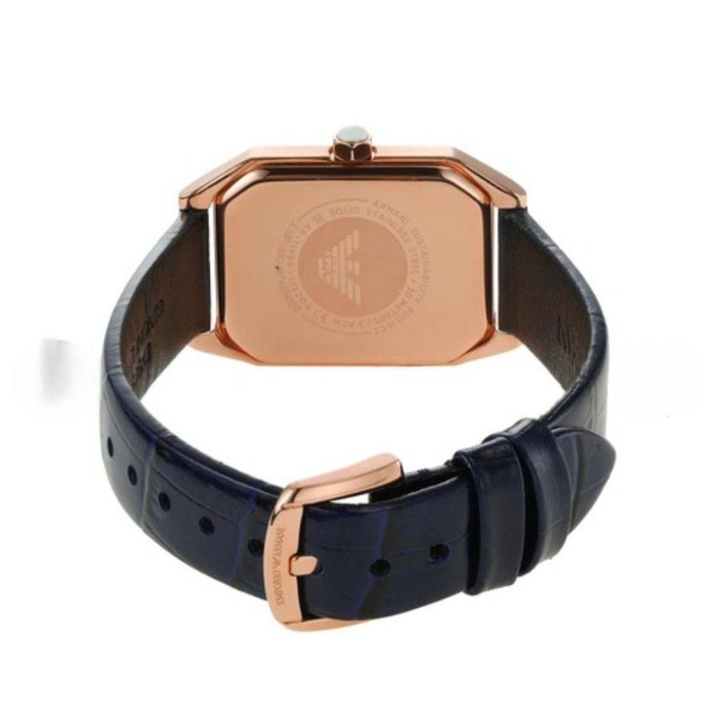Used EMPORIO ARMANI Women's Watch Octagon Navy Emporio Armani Watch Analog Leather AR11466