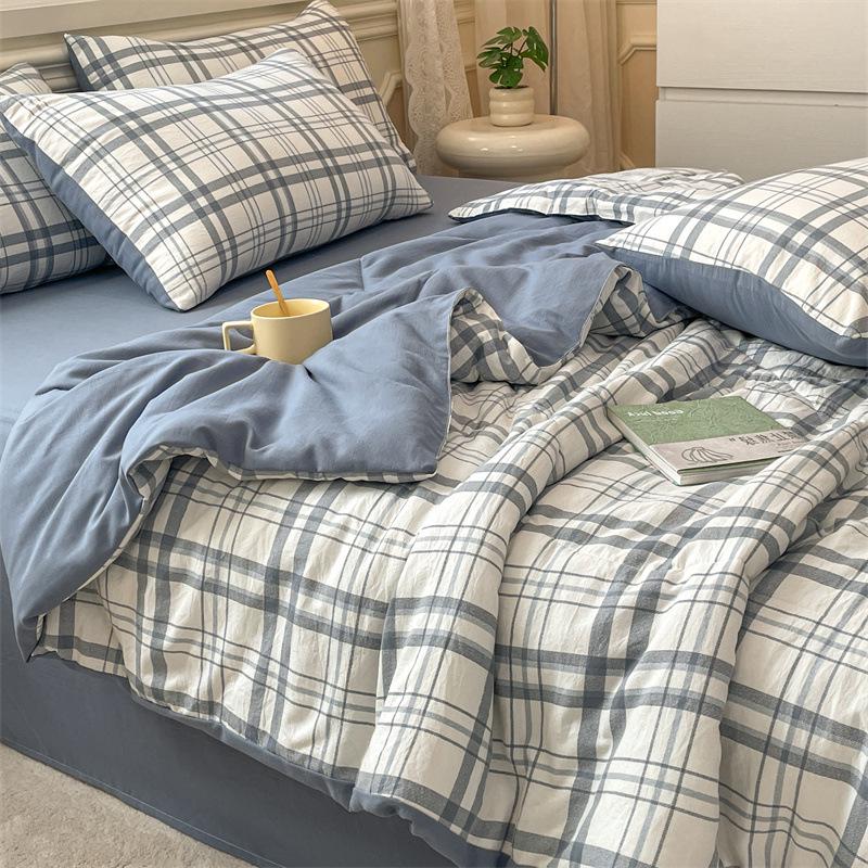 

Полосатое летнее клетчатое одеяло в стиле Muji для общежитий 160*230cm Sheet