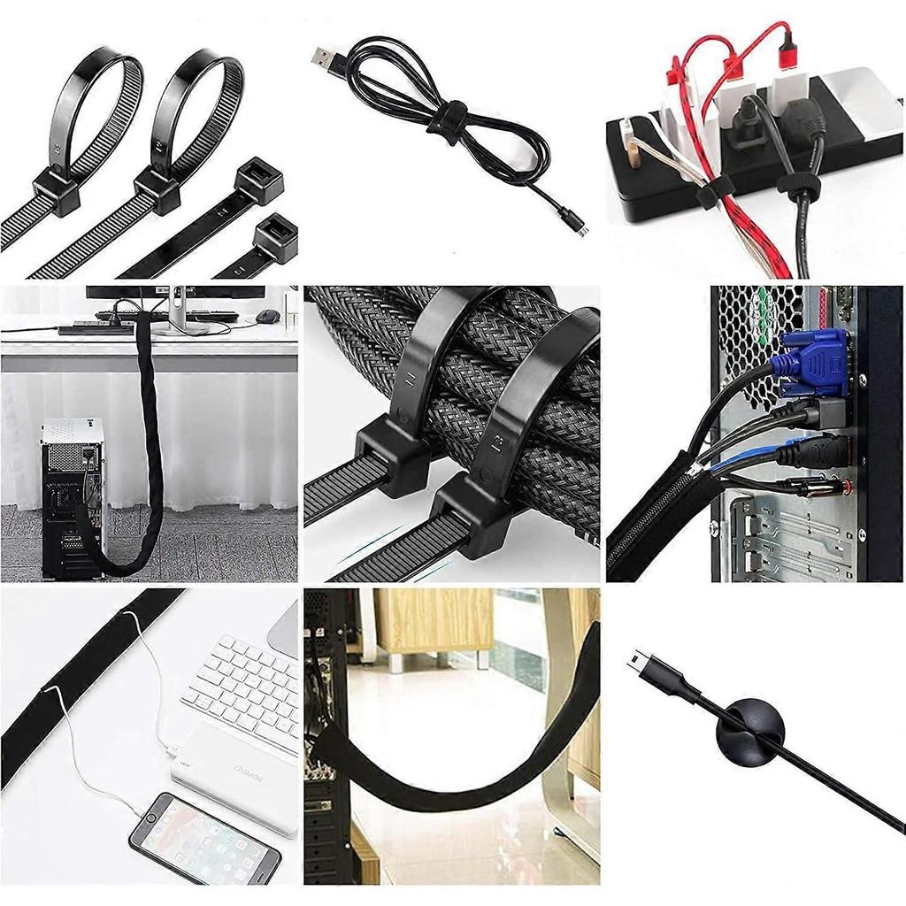 [152 Pieces] Wire Management Organizer Kit (Black)