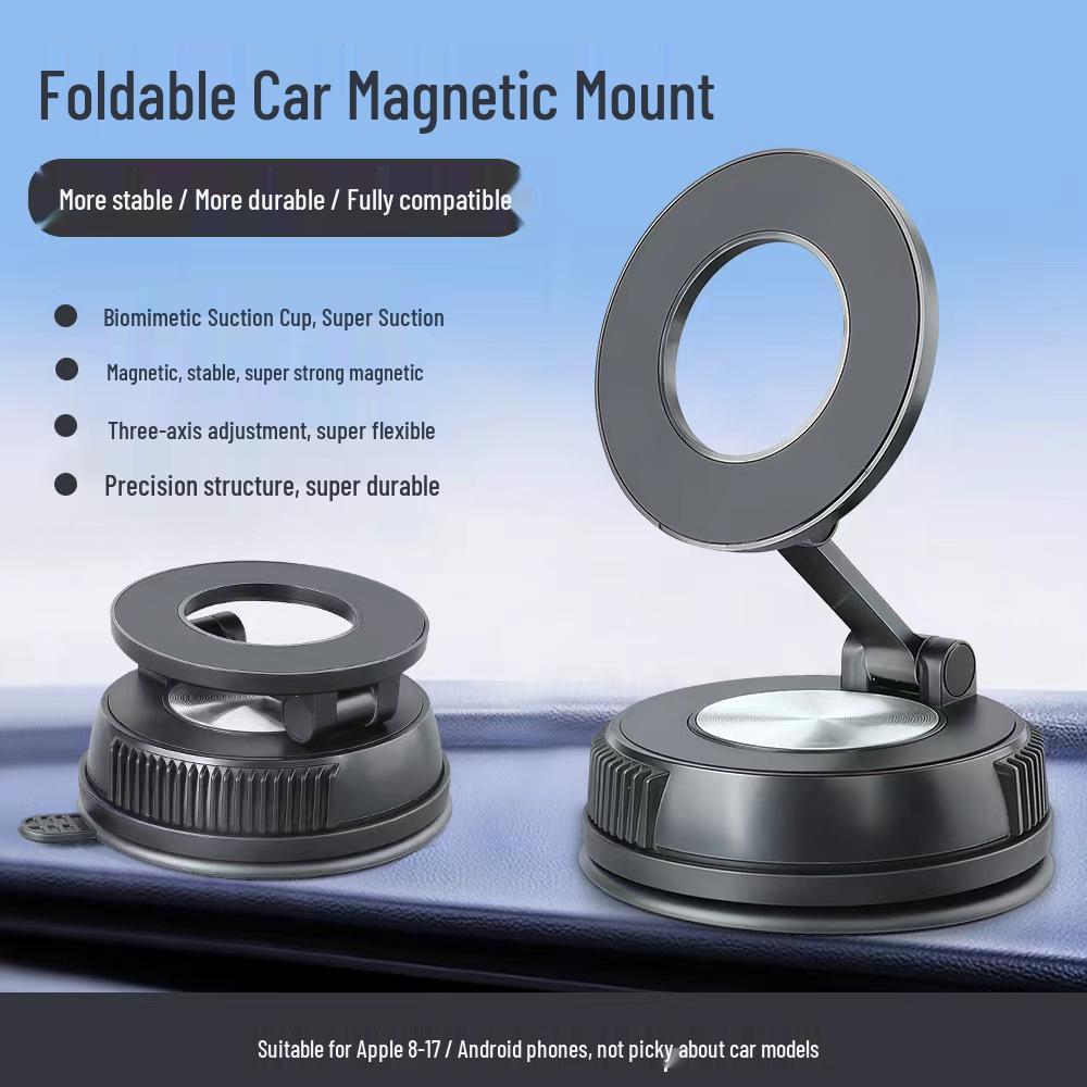 Foldable Strong Magnetic Car Phone Mount with Suction Cup - Universal Navigation Holder