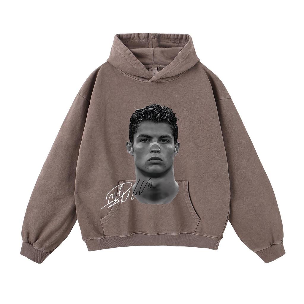 Autumn/Winter 420G Street Football Print Heavyweight Pullover Hoodie