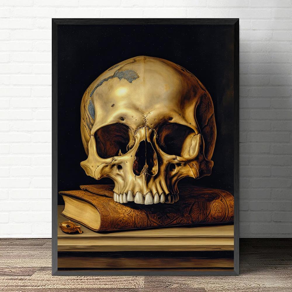 Dark Academia Art Skull Gothic Vanitas Flower  Poster Prints Canvas Painting Wall Art Picture for Living Room Home Decor