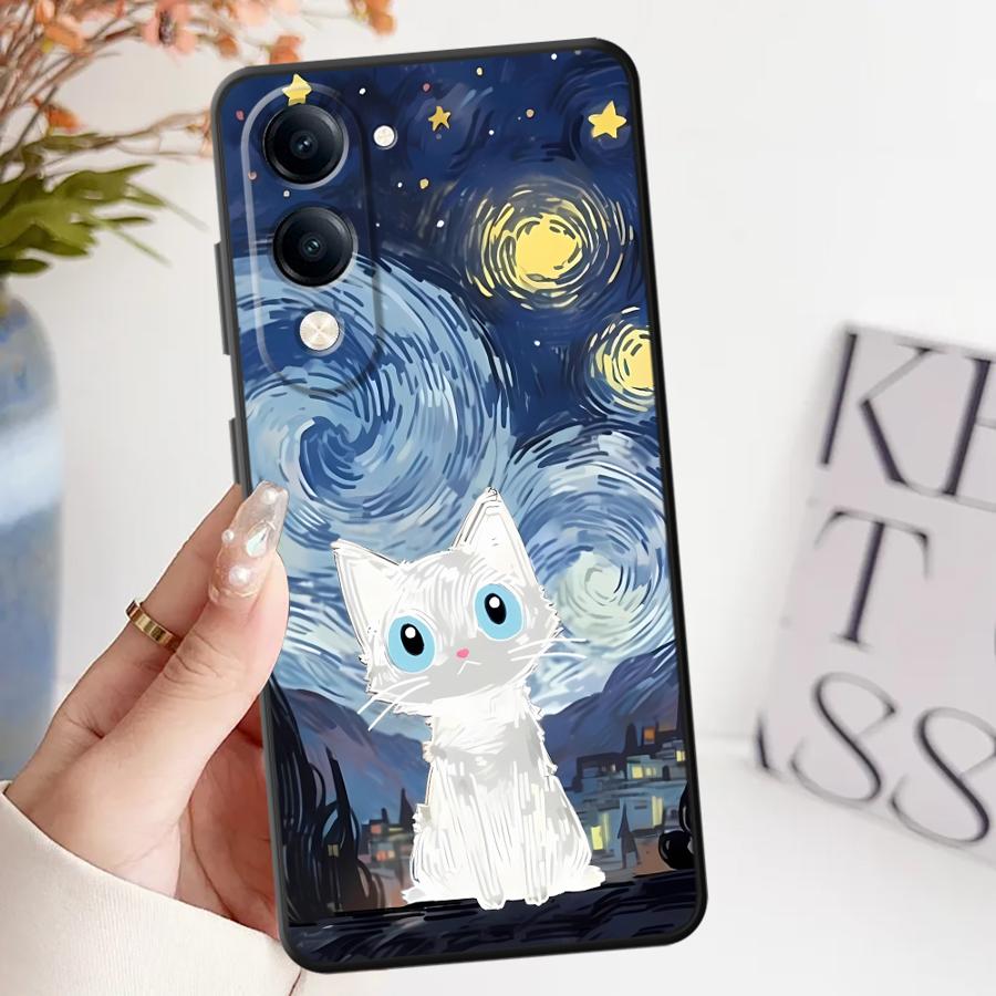 

Soft Back Phone Cover Case for Vivo Y52S Y93 Y53S V29 Y50 Y95 V27 V21E V23 V25 V30 Y51S Y78 Y71 Y91 Y75 Y81 Van Gogh Art vivo Y53s