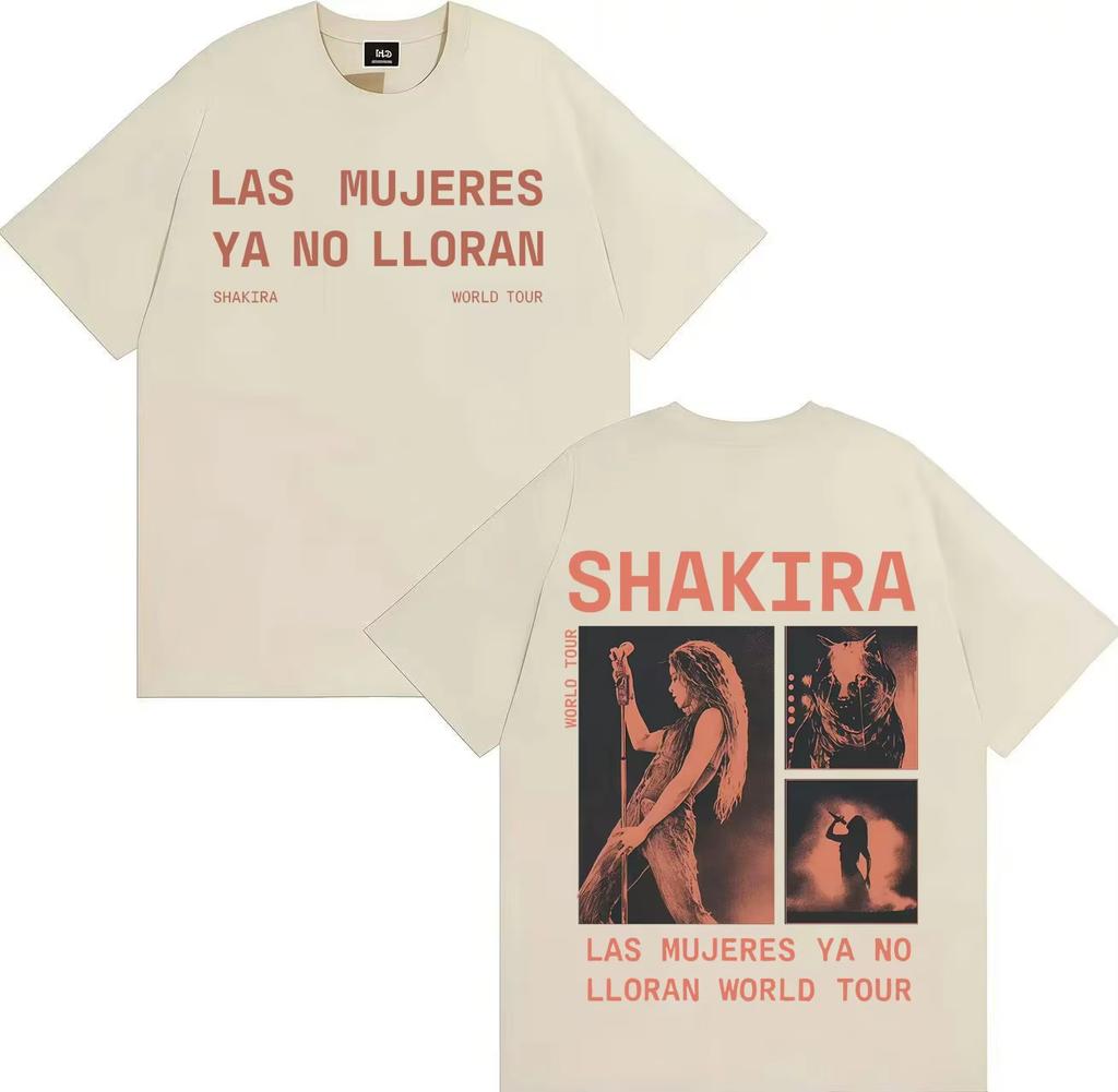 Rapper Shakira Trendy Double Sided Print Tees Fashion Crewneck Tshirt Hipster Mens Gothic Casual Y2K Cozy Short Sleeve Tshrit