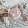 Fashion Women Canvas Shoulder Bag Cute Cartoon Casual Messenger Bag Korean Mini Student Bag Simple Casual Lady Crossbody Bags
