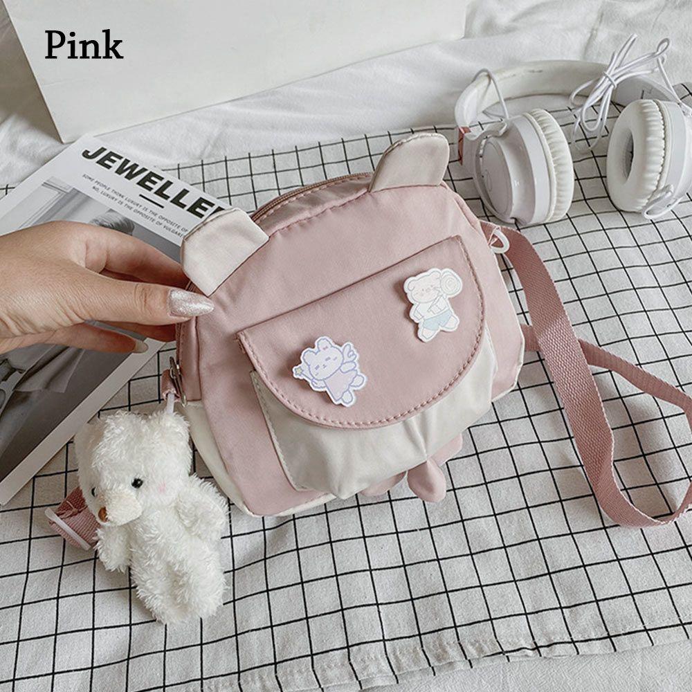 Fashion Women Canvas Shoulder Bag Cute Cartoon Casual Messenger Bag Korean Mini Student Bag Simple Casual Lady Crossbody Bags