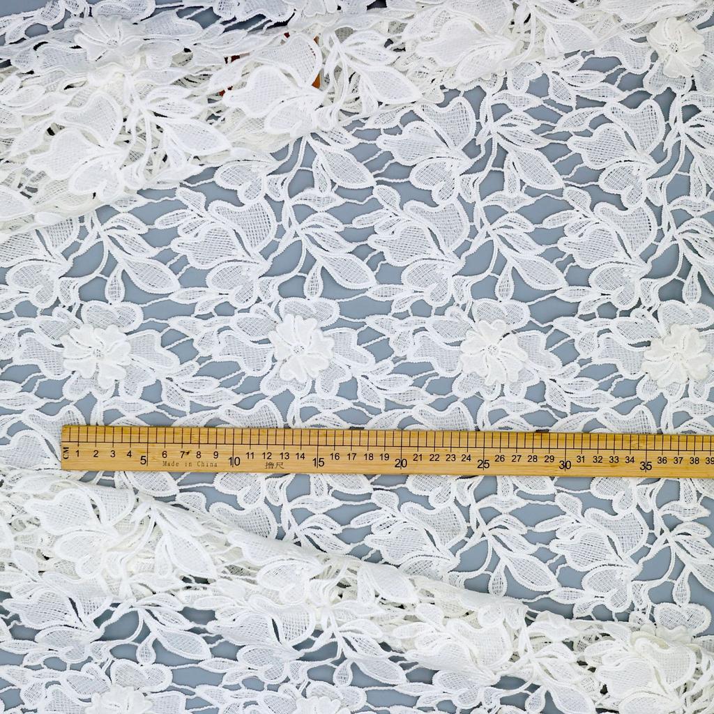 Double-Layer Three-Dimensional Flower Leaf Embroidery Lace Water-Soluble Lace Fabric Diy Wedding Dress Children'S Clothing Fabric