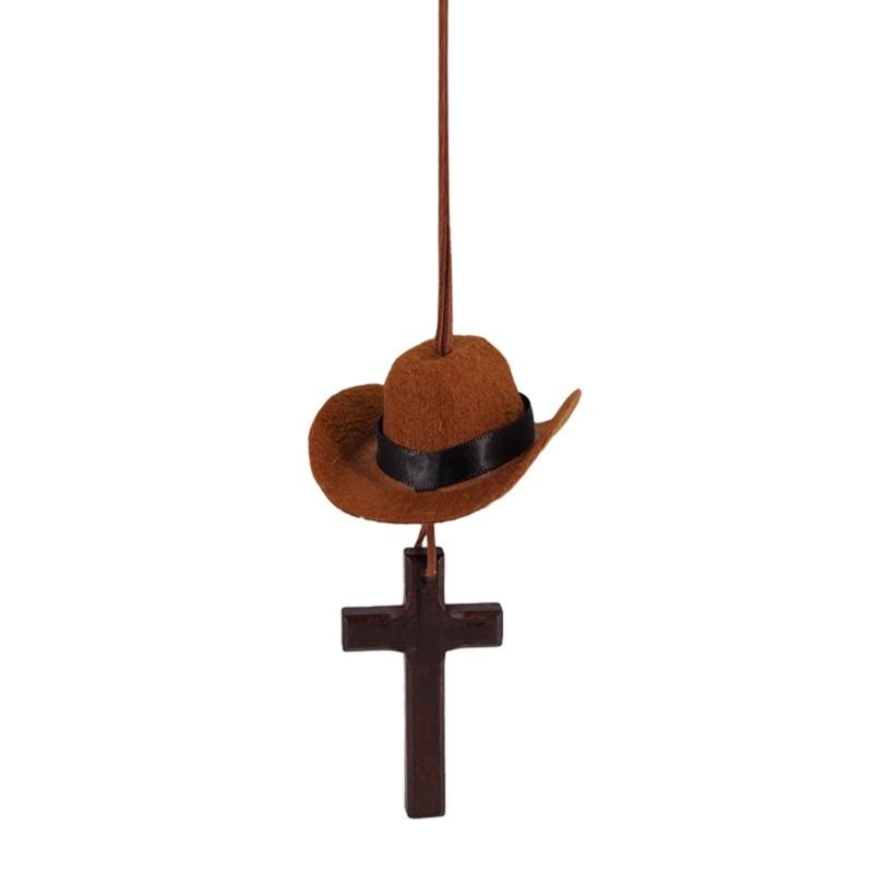 

Western Cowboy Hat and Crosses Car Charm Vehicle Rearview Mirror Hanging Ornament Pendant Decors for Truck Interior Gift