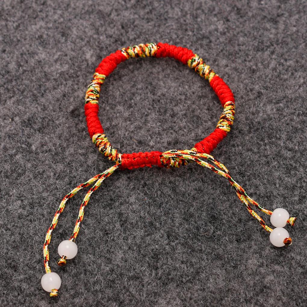 Women Braided Bracelet Adjustable Lucky Woven Rope Bead Handmade Knitted Ethnic Style Hand Chain for Wristband
