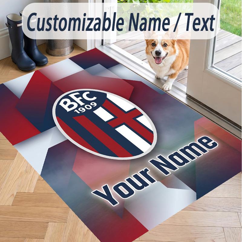 Custom Text Printed Rug Bologna FC Non Slip Floor Carpet For Home Room Decor