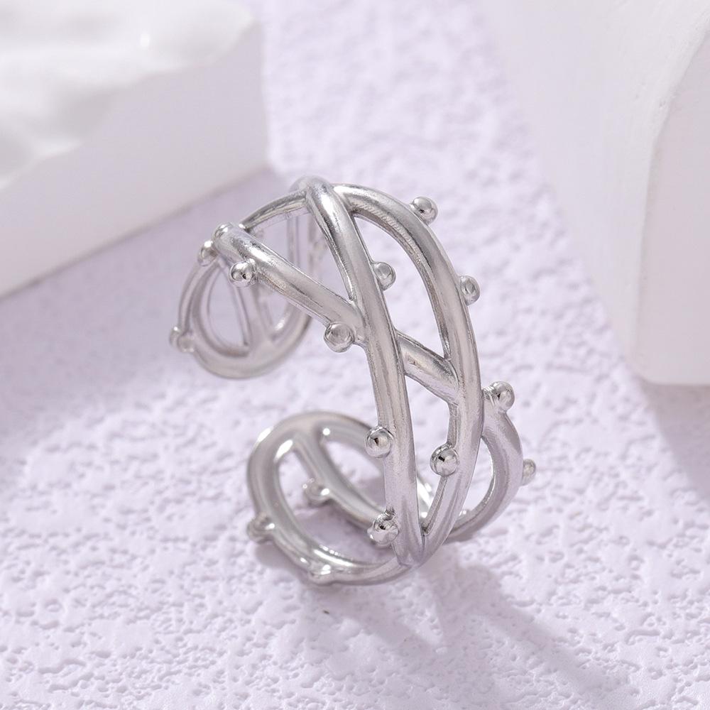 Women s Geometric Retro Design Open Ring in Titanium Stainless Steel